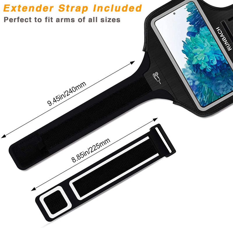 [Australia - AusPower] - Runbach Water Resistant Running Armband for Samsung Galaxy S20 FE/S20+/S10+/S10 Lite/S9+/S8+,Galaxy A60/A51/A50/A32/A30/A20/A11/A10/A8S,with Fingerprint Touch,Adjustable Strap and Card Slot(Black) Black 