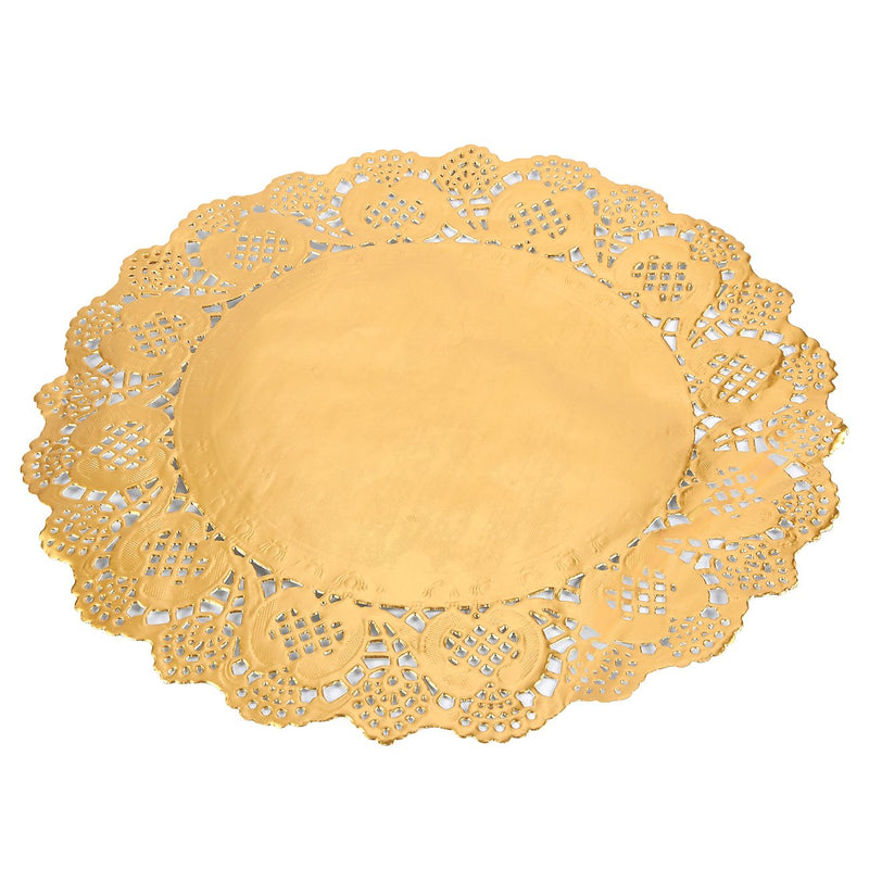 [Australia - AusPower] - 60 Pack Round Gold Paper Doilies, Lace Placemats for Cakes, Desserts, and Baked Treats (12 Inches) 