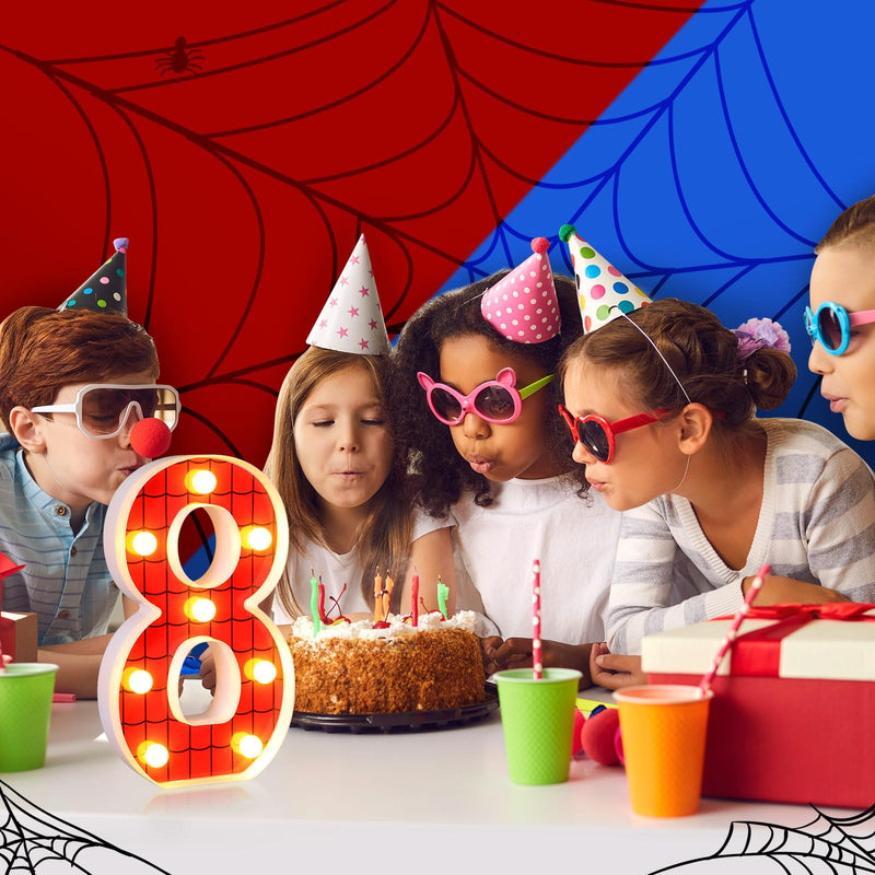 [Australia - AusPower] - VIHOSE Spider LED Number Lights Spider Birthday Decoration Spider Light up Numbers Kids Boy Man Spider Birthday Party Supplies Marquee Night Light for Christmas Gift Birthday Baby Shower(Number 8) Number 8 