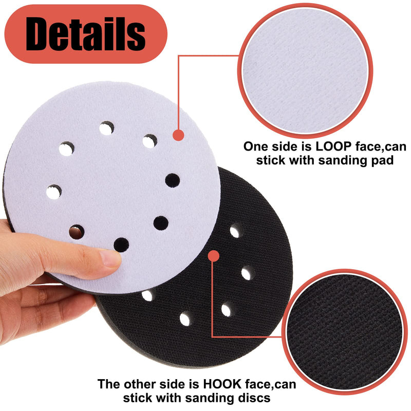 [Australia - AusPower] - 36 Pieces 8 Holes 5 Inch Interface Pads and Sanding Discs Set Hook and Loop Sanding Discs 40 80 120 240 320 600 800 1000 Grits Hook and Loop Soft Sponge Cushion Interface Buffer for Sander Polishing 