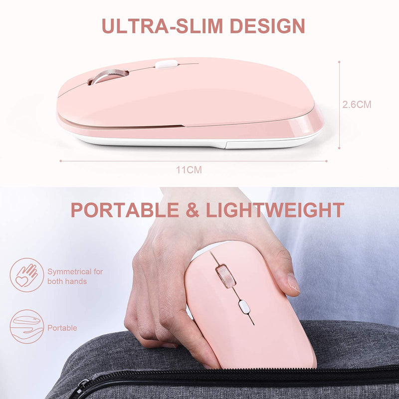 [Australia - AusPower] - Wireless Mouse, PINKCAT 2.4G Slim Silent Cordless Mouse with USB Receiver, 3 Adjustable DPI Portable Optical Wireless Computer Mice for Laptop, PC, Notebook, Computer, Deskbtop, MacBook - (Pink) pink 
