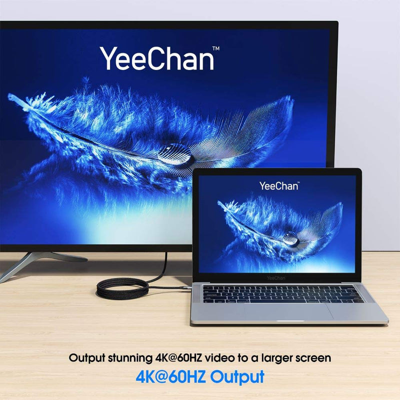 [Australia - AusPower] - YeeChan USB C to HDMI Cable 15ft (4K@60Hz), USB Type C (Thunderbolt 3) to HDMI Cable Compatible for MacBook Pro 2020, iPad Pro 2020, Samsung Galaxy S20/ S10, Dell XPS 13/15 15ft/4.5M 