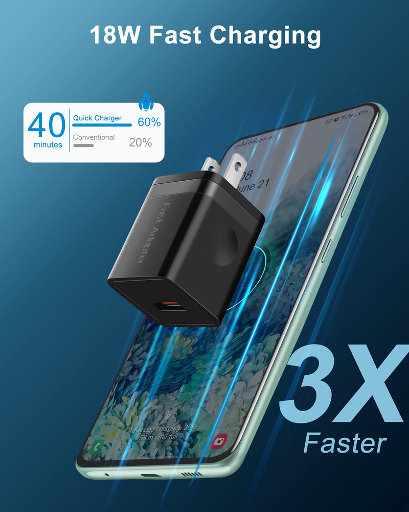 [Australia - AusPower] - Fast Charger Type C for Samsung S22/S22 Ultra, Power-7 Adaptive Fast Charging Block USB Wall Charger Adapter with 10FT USB C Cable for Samsung Galaxy S22/S21/S20/Ultra/S10/S9 Plus/Note 20/10, Android 