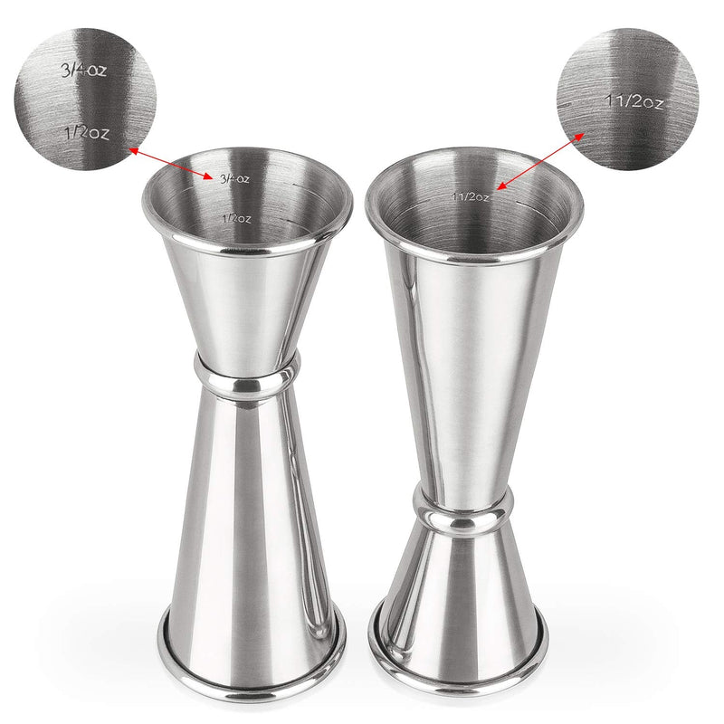 [Australia - AusPower] - 3PCS Double Jigger & Cocktail Jiggers Stainless Steel 1 Ounce X 2 Ounce Alcohol Measuring Tools 