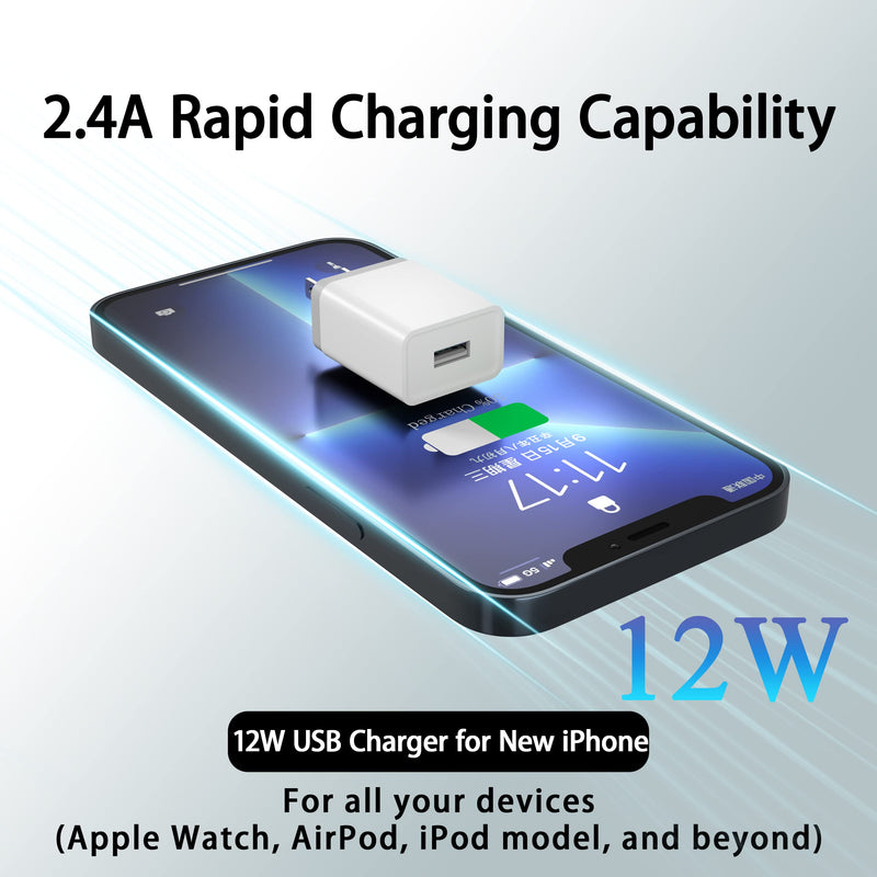 [Australia - AusPower] - USB Wall Charger Block 12W - 4 Pack USB Plug, USB Charging Block, 2.4A/5V Power Adapter, Box Cube Compatible with iPhone 13 12 11 Pro Max SE XS XR X 8 7 6 6S Plus, Samsung, LG, Moto, Android Brick 