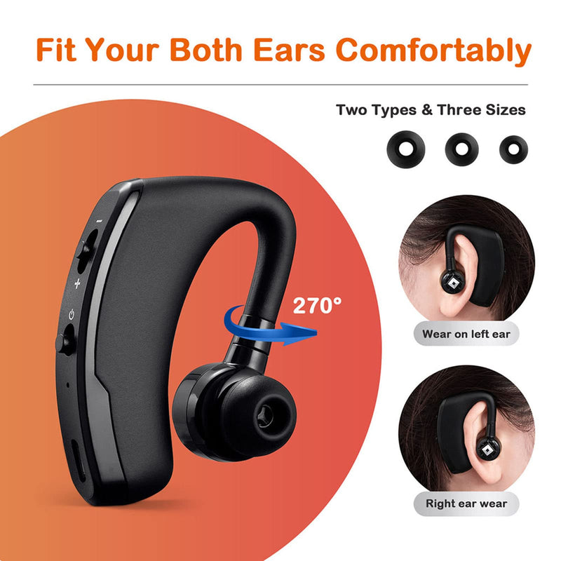 [Australia - AusPower] - Bluetooth Earpiece Wireless Bluetooth Headset V5.0 for Cell Phones Hands-Free Earphones with Mic Stereo Noise for iPhone Android Phones Driving/Business/Office Trucker Driver No Charging Case 