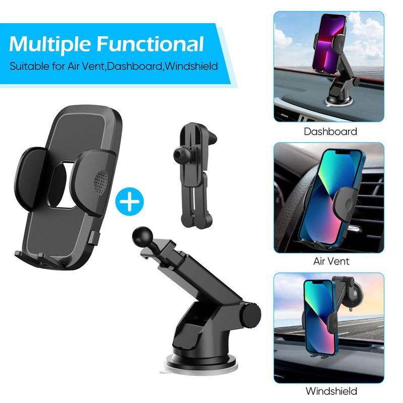 [Australia - AusPower] - Car Phone Holder Mount,2022 Upgrade Cell Phone Holder for Car,Hands Free Phone Holder Car,Universal Phone Holder for Car Dashboard Windshield Air Vent Car Mount Compatible with All Mobile Phones bigger 