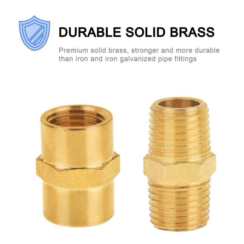 [Australia - AusPower] - 12-Pack Pipe Fitting and Air Hose Fitings, SUNGATOR 1/4 Brass Fittings, Hex Nipple, Coupling, 1/4" NPT x 1/4" NPT Female Pipe,1/4" NPT x 1/4" NPT Male Pipe 