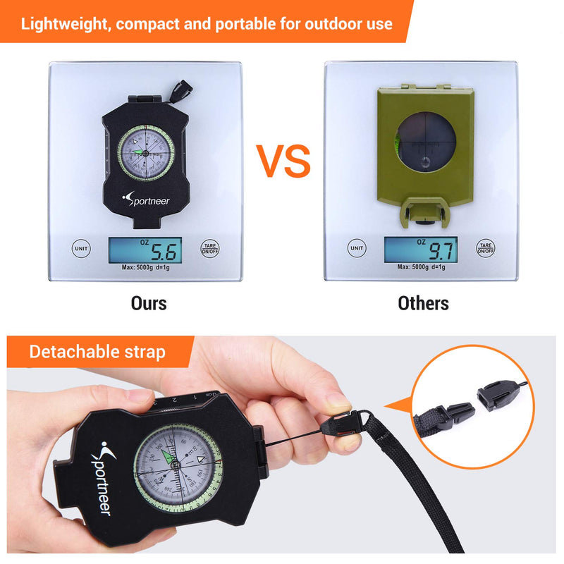 [Australia - AusPower] - Compass, Sportneer Compass Hiking Waterproof Compass Survival with Inclinometer Multifunctional Lensatic Military Compass with Distance Calculator for Camping Sighting Boy Scout Navigation 