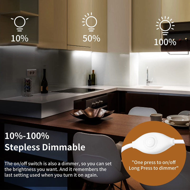 [Australia - AusPower] - Plug-in Under Cabinet Lighting, 2pcs 12 Inch Dimmable Closet Light, Cold White 6000K Linkable USB LED Light Bar, Memory Function, Under Counter Lights for Kitchen, Desk, Workspace 