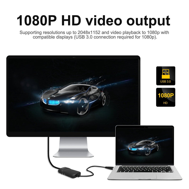 [Australia - AusPower] - Wavlink USB 3.0 to HDMI Universal Video Graphics Adapter with Audio Port Displaylink Chip Supports up to 6 Monitor displays, 2048x1152 External Video Card Adapter Support Windows & Chrome OS USB to HDMI 