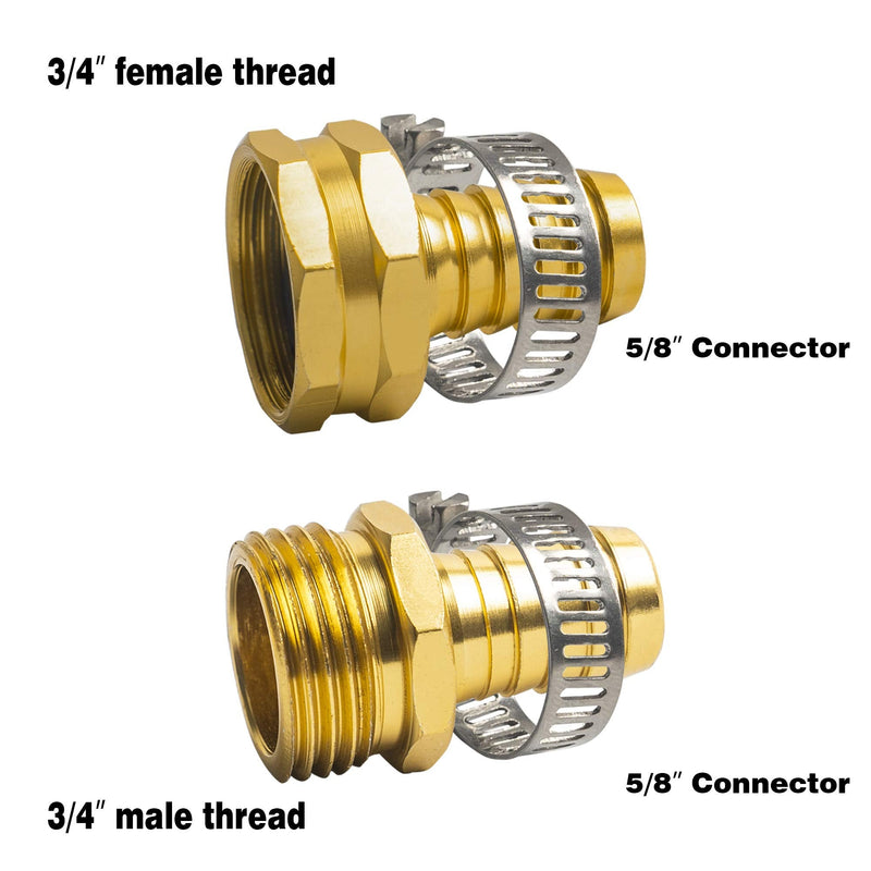 [Australia - AusPower] - Xiny Tool Hose Repair Connectors with Claps, 5/8" Aluminum Garden Hose Repair Kit, Female and Male Hose Connectors & Fitting with Stainless Steel Clamp, 3 Pack 5/8 Inch 3 Set 