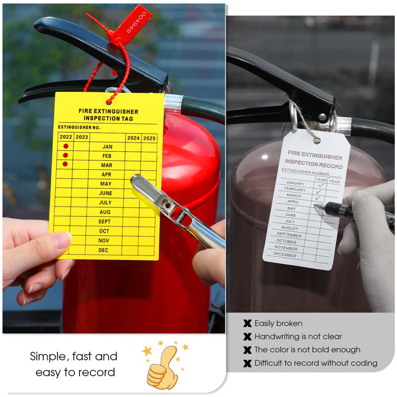 [Australia - AusPower] - Monthly Fire Extinguisher Inspection Tags Set Including 4 Years Maintenance Tags Plastic Tamper Seals Fire Extinguisher Pull Pins Numbered Security Tags with Handheld Hole Puncher (76) 76 