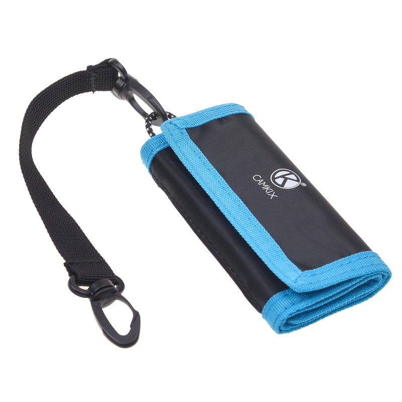 [Australia - AusPower] - Memory Card Wallet - SD Card Storage - Slim and Foldable with Transparent Slots - Can Carry Up to 15 SD Cards - Straps with Tether Included - (Black/Blue) for SD Cards - Black & Blue 