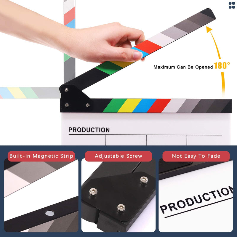 [Australia - AusPower] - Hilitchi Film Movie Cut Action Board Acrylic Plastic Slate 25x30cm/10x12" Dry Erase Director's Film Clapboard with Color Sticks and with 5 Whiteboard Markers, 1 Eraser and 1 Wrench 