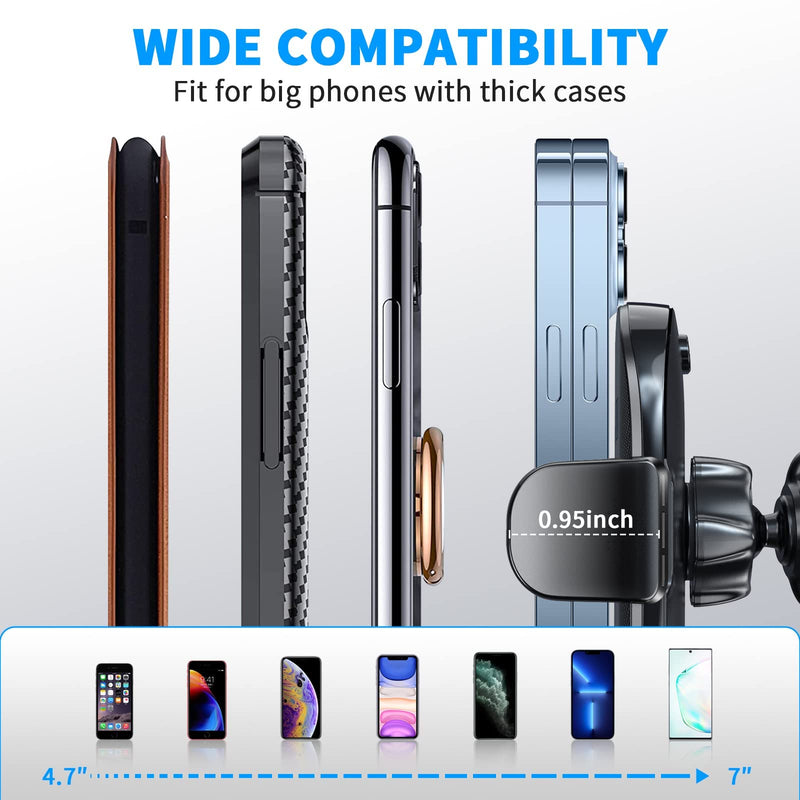 [Australia - AusPower] - [2022 Upgraded] 3-in-1 Stable Car Phone Mount, Long Arm Suction Cup Phone Holder for Car Dashboard Windshield Air Vent Universal Hands Free Clip Cell Phone Holder, Compatible with All Cellphone 