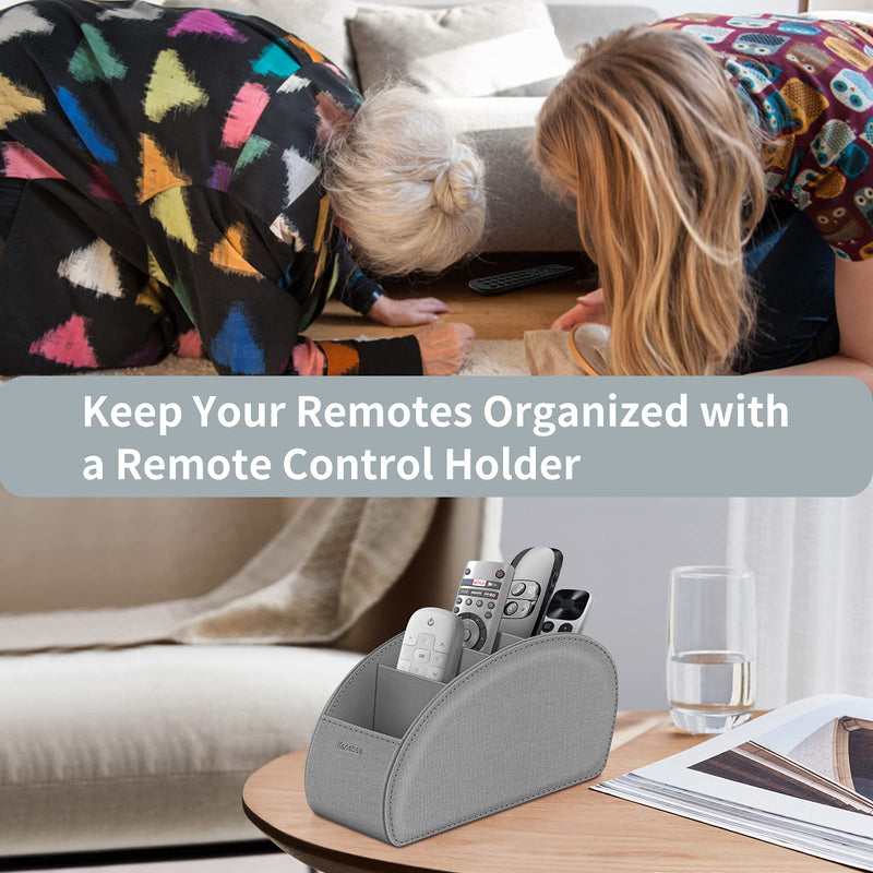 [Australia - AusPower] - Remote Control Holder with 5 Compartments, KENOBEE Anti-slip Desktop Caddy Storage Organizer for Remote Controllers, Office Supplies, Makeup Brush, Media Accessories, Denim Gray Z-Denim Gray 