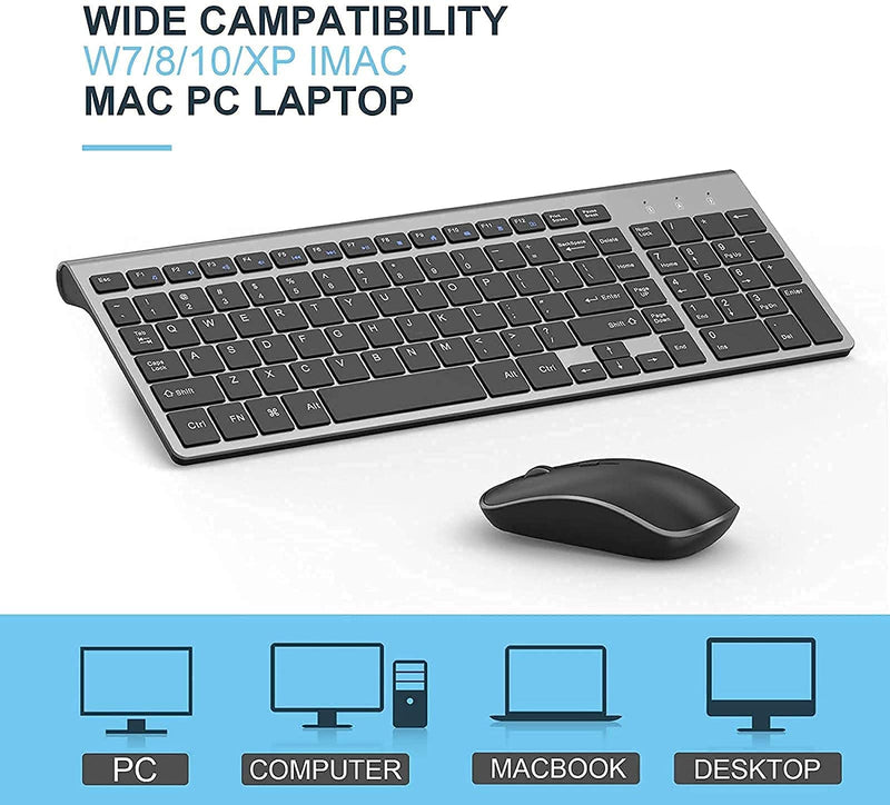 [Australia - AusPower] - Wireless Keyboard and Mouse,J JOYACCESS 2.4G Ergonomic and Slim Wireless Keyboard Mouse Combo Designed for Computer,Windows, PC, Laptop,Tablet - Black Grey 