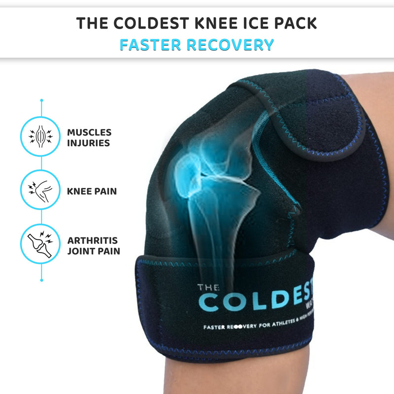 [Australia - AusPower] - The Coldest Knee Ice Pack Wrap, Hot and Cold Therapy - Reusable Compression Best for Meniscus Tear, Injury Recovery, Bursitis Pain Recovery, Sprains, Swelling and Rheumatoid Arthritis (Knee Ice Pack) 1 
