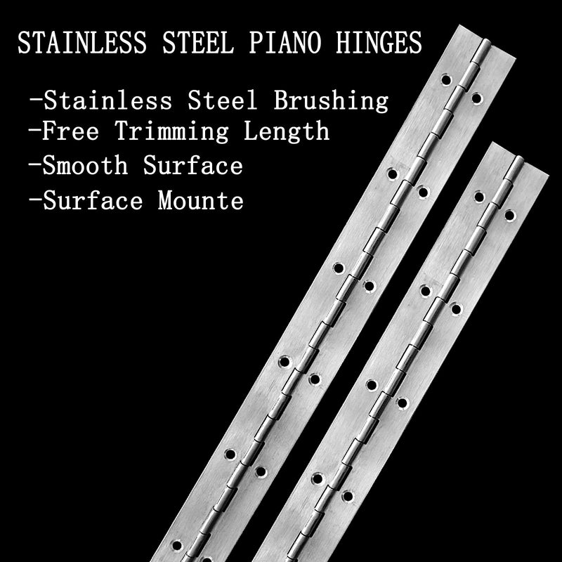 [Australia - AusPower] - 12Inch Continuous & Piano Hinges, 4Pcs Stainless Steel Continuous Hinge with Holes, Heavy Duty Polished Stainless Piano Hinges for Boats Cabinets Storage Box, 0.04" Leaf Thickness 1.2” Open Width 