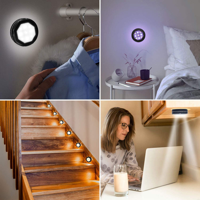 [Australia - AusPower] - Closet Lights Under Cabinet Lighting, UYICOO 16 Colors RGB Wireless LED Puck Lights Color Changing Night Light for Home Kitchen Closet (3pcs) (Black) Battery models Black 