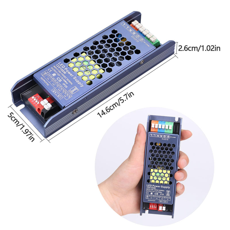 [Australia - AusPower] - GOMING CE Ultra Thin 12V 100W Power Supply AC 100-130V to DC 12V 8.3A LED Lighting Transformer Constant Voltage for LED Strip Light 