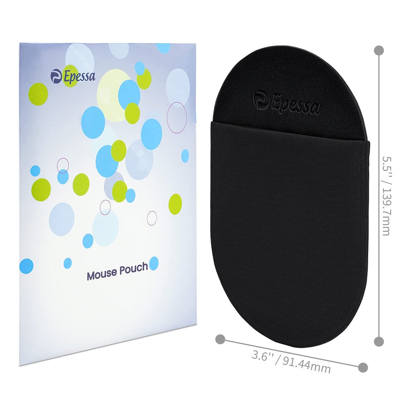 [Australia - AusPower] - Epessa Universal Stick-On Mouse Pouch, Mouse Holder for Wireless Mouse, Reusable Adhesive, No Glue Residue, Compatible with iPad or MacBook (Black) Black 