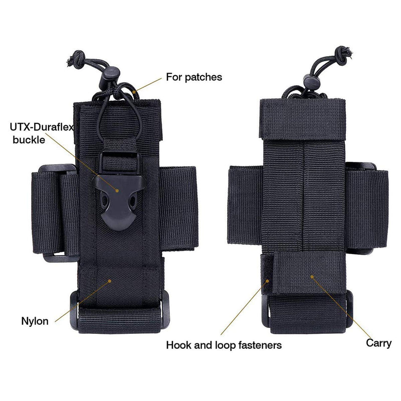 [Australia - AusPower] - Tactical Radio Holder Radio Case Molle Radio Pouch Military Heavy Duty Radios Holster Bag for Two Ways Walkie Talkie Compatible with Bags/Packs/Duffels by LUITON (Black) Black 