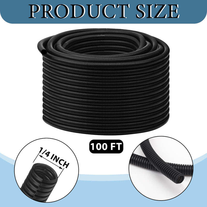 [Australia - AusPower] - Kanayu Flame Retardant Wire Loom High Temperature Cable Conduit Split Cable Sleeves Split Wire Loom Tubing Auto Wire Conduit for Industrial Electrical Wires Automotive Marine (1/4''-100 Ft) 1/4''-100 Ft 