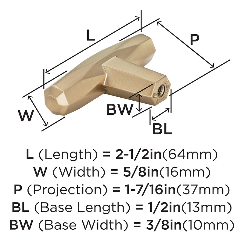 [Australia - AusPower] - Amerock | Cabinet Knob | Champagne Bronze | 2-1/2 inch (64 mm) Length | St. Vincent | 1 Pack | Drawer Knob | Cabinet Hardware 2-1/2 in (64 mm) Length 