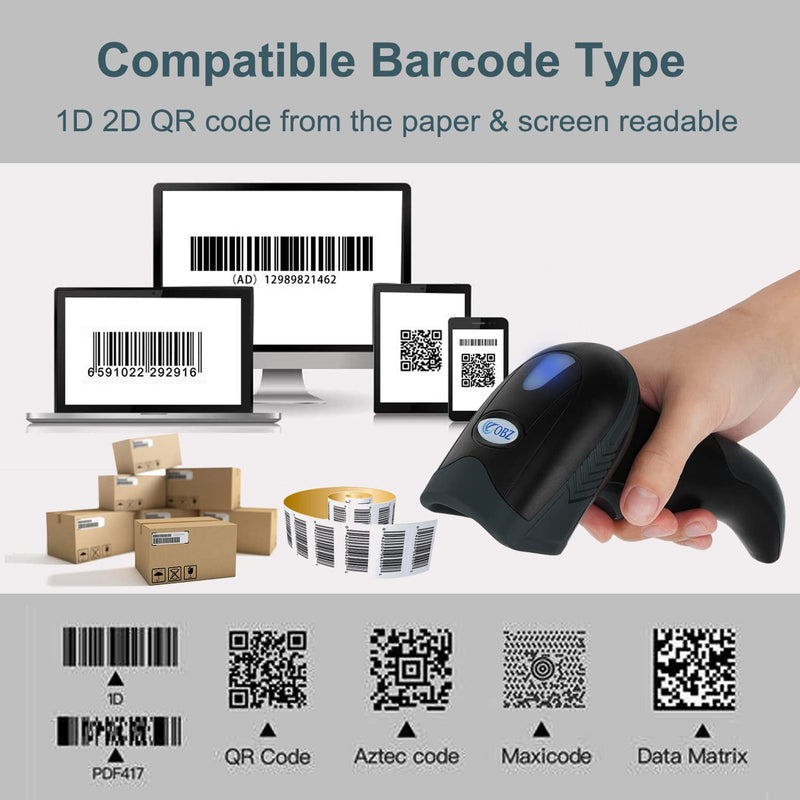 [Australia - AusPower] - Barcode Scanner Wireless, 1D 2D QR Barcode Scanner Compatible with Bluetooth Function + 2.4G Wireless + Wired Connection, Handheld Barcode Reader Scanner for Library Book, Warehouse Inventory, Store 