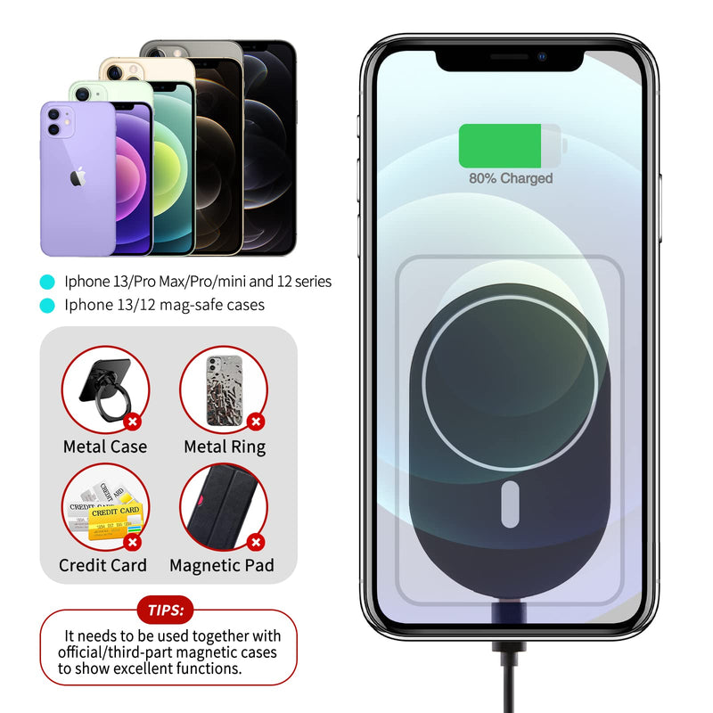 [Australia - AusPower] - Magnetic Wireless Car Charger for iPhone 13/13 Pro/13 mini/12/12 Pro/12 Pro Max/12 Mini,15W Fast Wireless Charging Car Mount,Windshield Dashboard Air Vent Car Phone Holder Charger (Black) Black 