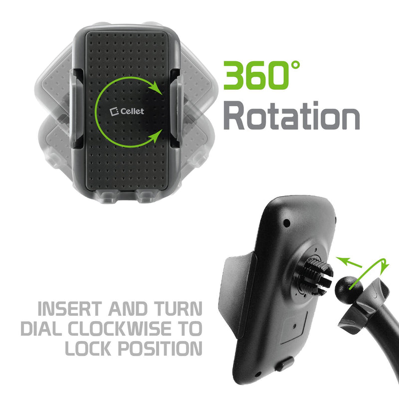 [Australia - AusPower] - Cellet Cell Phone Holder Adjustable Car Dashboard Smartphone Clip In Mount Compatible for iPhone 13 Pro 12 Pro Max Mini SE Galaxy S21 Ultra 5G S20 S10 Note 20 10 9 Google Pixel 5 4a 3 LG Motorola DASHBOARD PHONE CRADLE 