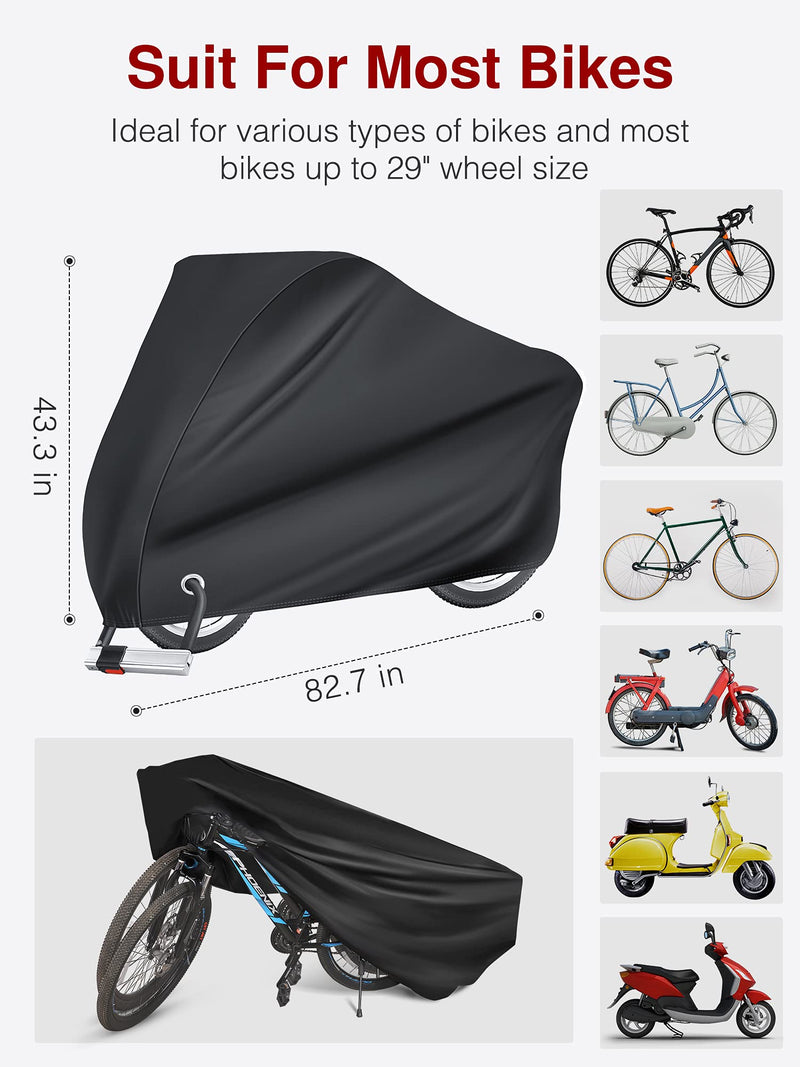 [Australia - AusPower] - Puroma Bike Cover Outdoor Waterproof Bicycle Covers Rain Sun UV Dust Wind Proof with Lock Hole for Mountain Road Electric Bike Basic Black X-Large 