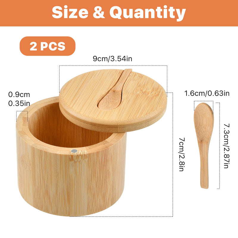 [Australia - AusPower] - Aemygo Bamboo Salt Box with Mini Spoon Salt Cellar Bamboo Storage Box Magnetic Lid for Kitchen Hotels Restaurants Pepper Spice Storage Containers 