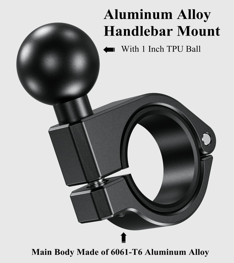[Australia - AusPower] - BRCOVAN 2 Pack, Aluminum Alloy Handlebar Clamp Mount with 1'' TPU Ball Compatible with RAM Mounts B Size Double Socket Arm for Rails Diameter 0.87'' 1'' 1.125'' 1.26'' CNC Machining, Anodized Surface 