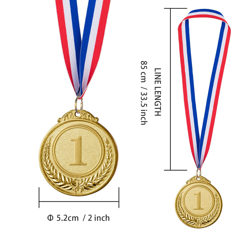 [Australia - AusPower] - 12 Pieces Gold Award Medals - Winner Medals Gold Prizes for Sports, Competitions, Party, Spelling Bees, Olympic Style, 2 Inches 