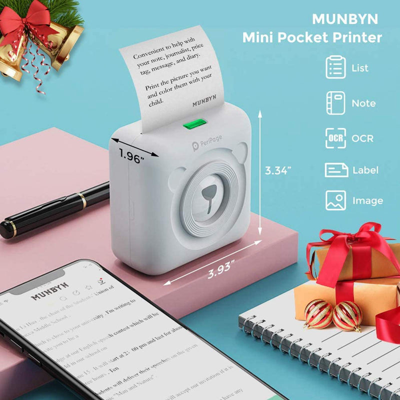 [Australia - AusPower] - Marklife Portable Printers Pocket Mini Bluetooth Label Maker Printer for iOS & Android Cell-Phone with 6 Rolls Printer Paper (White) 