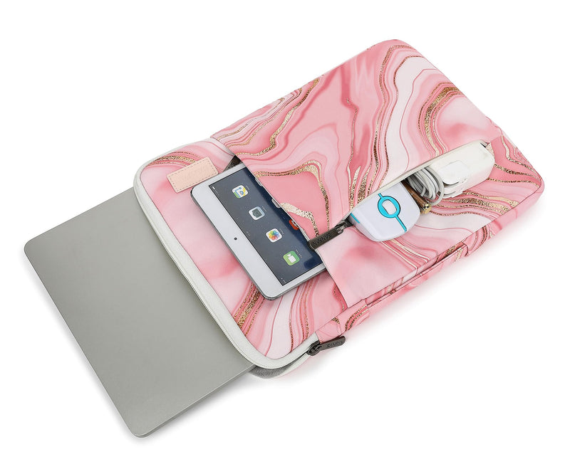 [Australia - AusPower] - SANFAN 360° Protective Laptop Sleeve Case Bag with 2 Pockets,Laptop Cover with Handle and Luggage Strap for MacBook Pro 16 inch and 15 inch-15.6 inch Laptop (Pink Marble) Pink Marble 