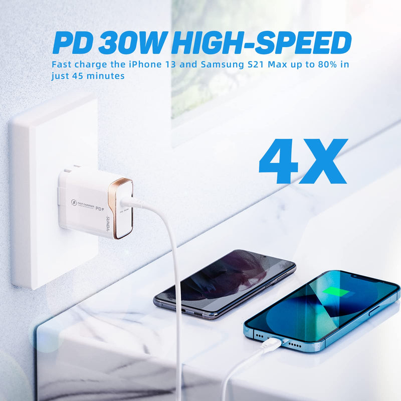 [Australia - AusPower] - SUNDA Charger Set(3in1), 40W USB C Car Charger, 4 Ports Type C Fast Car Charger Adapter for iPhone13, USB C Wall Charger PD30W for Samsung, USB-C Power Adapter for Galaxy S21, USB Type C Cable QC3.0 CC53-Charger Set 