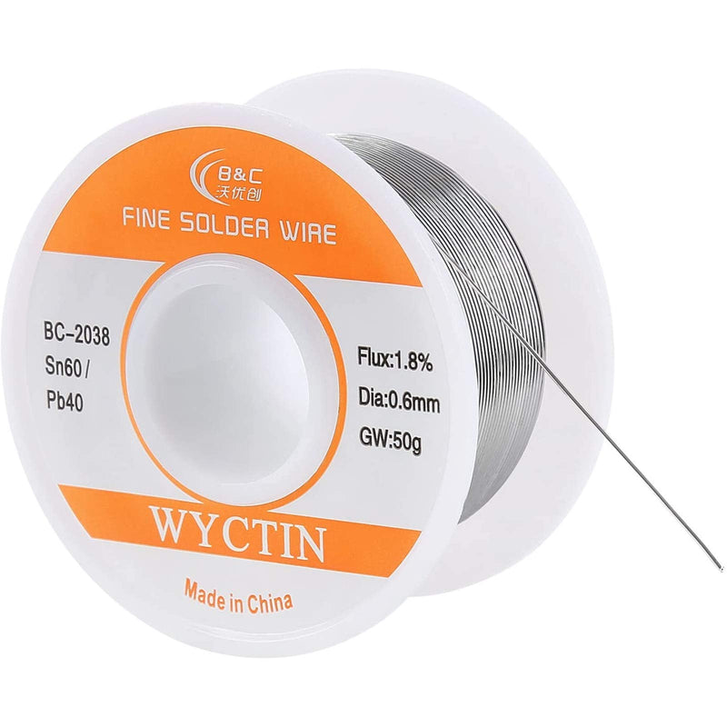 [Australia - AusPower] - WYCTIN 60-40 Tin Lead Rosin Core Solder Wire for Electrical Soldering and DIY 0.0236 inches(0.6mm) 0.11lbs 
