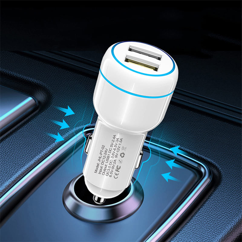 [Australia - AusPower] - Fast Car Charger[2-Pack],Bralon 30W QC3.0 & 5V/2.4A Fast Car Charger Adapter Compatible with Phone 12/12 Pro(max)/Mini/11/11 Pro(Max)/XS/Xr/X/8,G.alaxy N.ote S10 S9 S8 S7, H.T.C, L.G,Pad & More 2White 