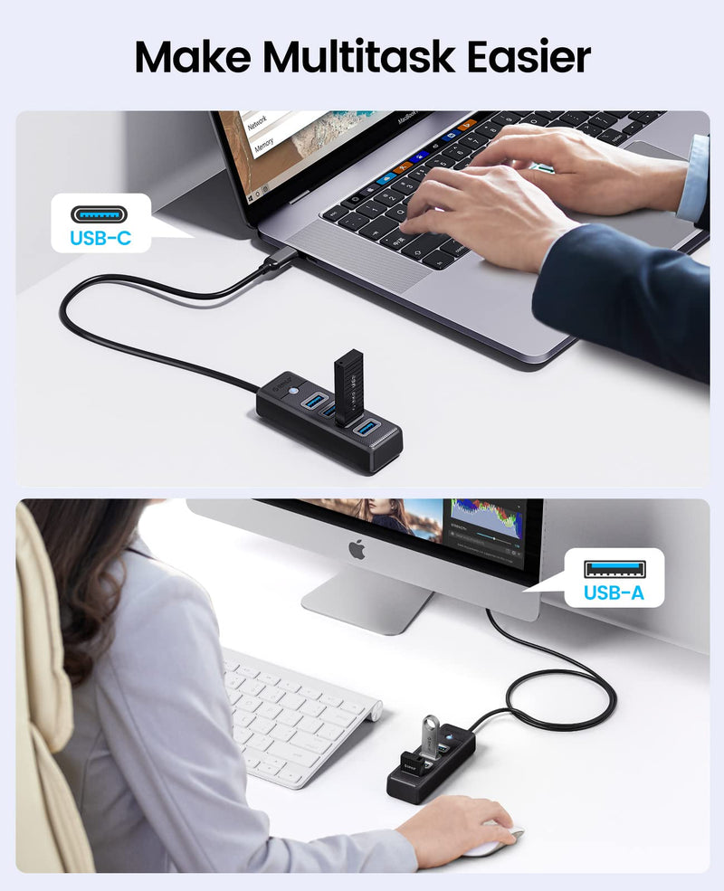 [Australia - AusPower] - 4-Port USB 3.0 Hub ORICO Ultra-Slim Data USB Splitter with 3.28ft Extended Cable, for Laptop, PC, MacBook, Mac Pro, Mac Mini, iMac, XPS, Xbox, Flash Drive, Surface Pro and More USB Devices USB -1M 
