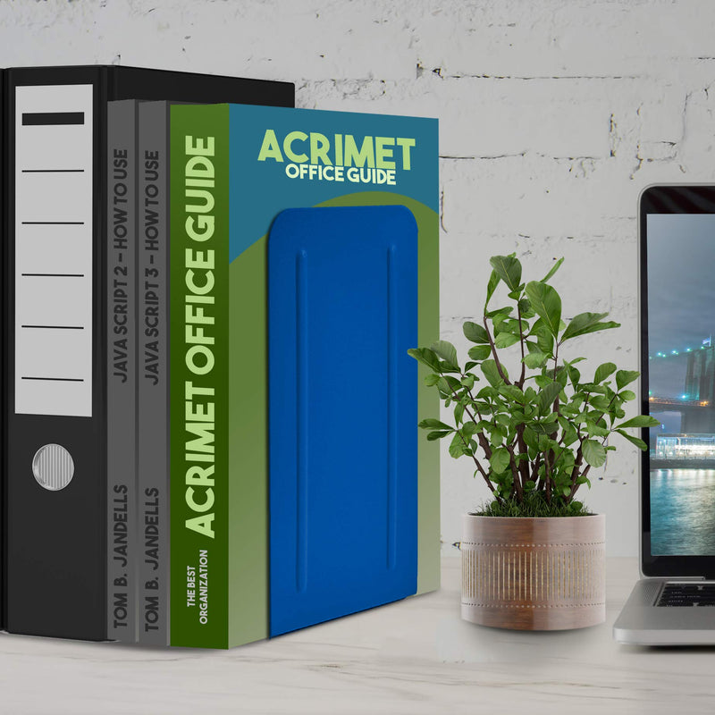 [Australia - AusPower] - Acrimet Jumbo Premium Metal Bookends 9" (Heavy Duty) (Deep Blue Color) (1 Pair) 