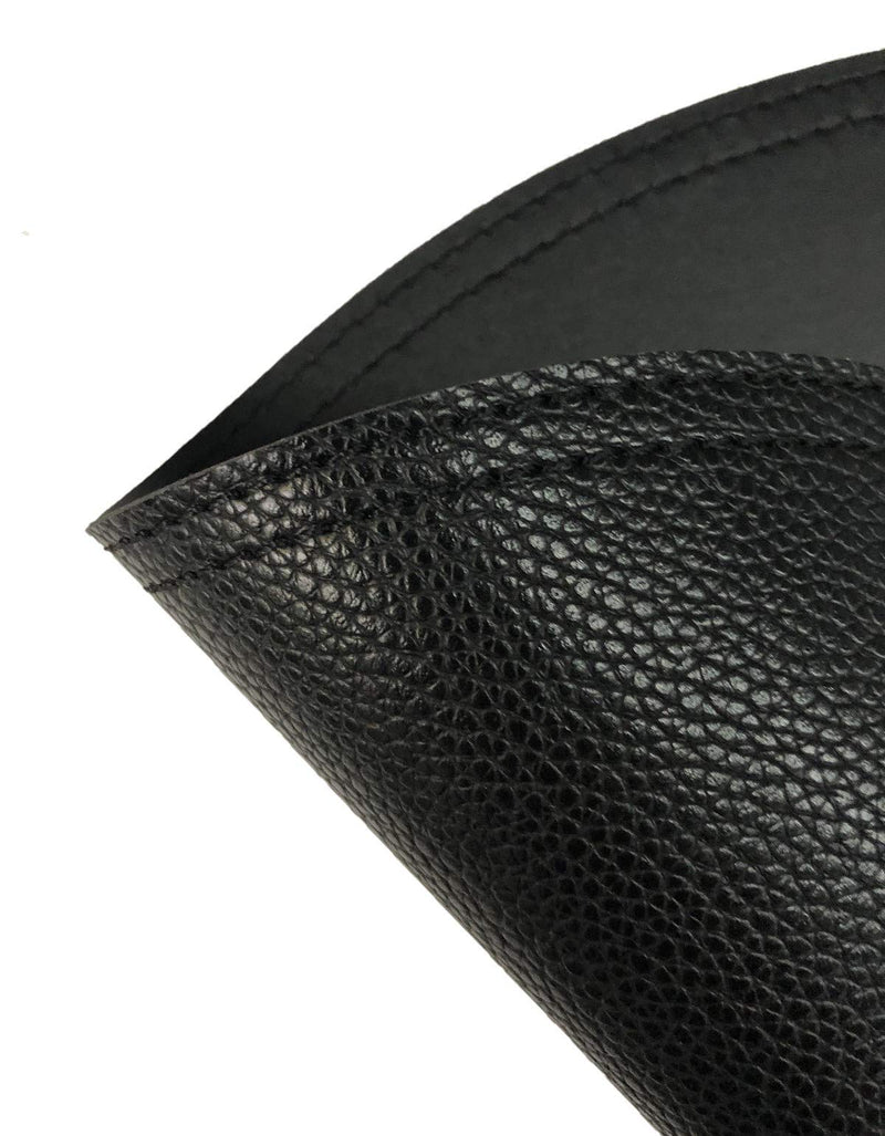 [Australia - AusPower] - Faux Leather Round Placemats and Coasters, Disko Table Mats and Drink Spills Coasters, Easy to Clean, Double Stitched for Kitchen Dining Table, Diameter 13''and 3.9'' Set of 4 Black 