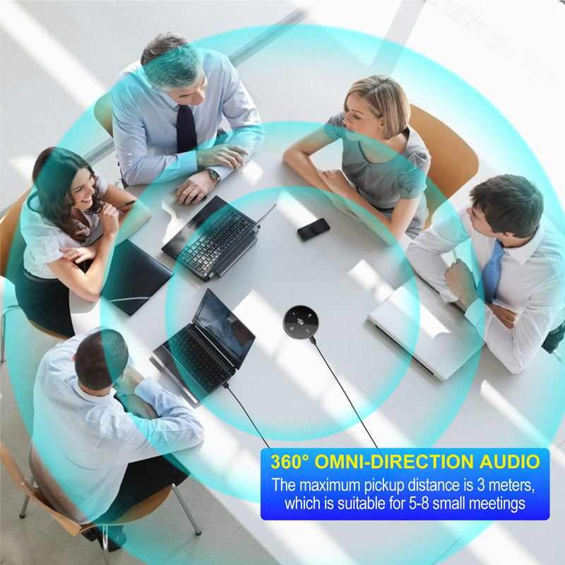 [Australia - AusPower] - USB Conference Microphone with Speaker,Omnidirectional Speakerphone Computer Mic with 360º Voice Pickup, Touch-Sensor Buttons to Mute/Volume for Streaming, Skype,VoIP Call, Webinar, Interview blank+white 
