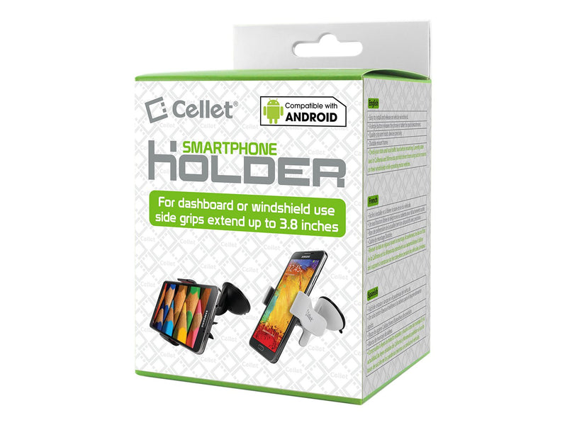 [Australia - AusPower] - Cellet Windshield Car Mount Holder for Phones Up to 3.8 Inches Wide - Retail Packaging Black Standard Packaging 