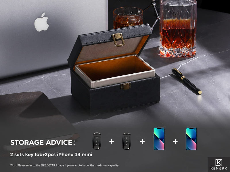 [Australia - AusPower] - KENARK KK6M-BK Elegant Faraday Box, Faraday Key Fob Protecting Box, Car Key Shielding Box, Car Key Signal Blocker, EMP Protection Box, Anti-Theft Car Key Box, RFID Blocking Box (Black-2) Black-2 