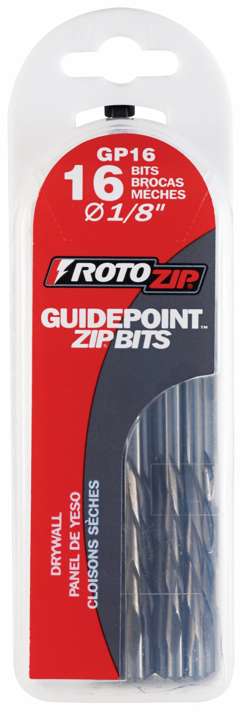 [Australia - AusPower] - Roto Zip GP16 1/8-Inch Guide Point Drywall Cutting Zip Bit, 16-Pack 
