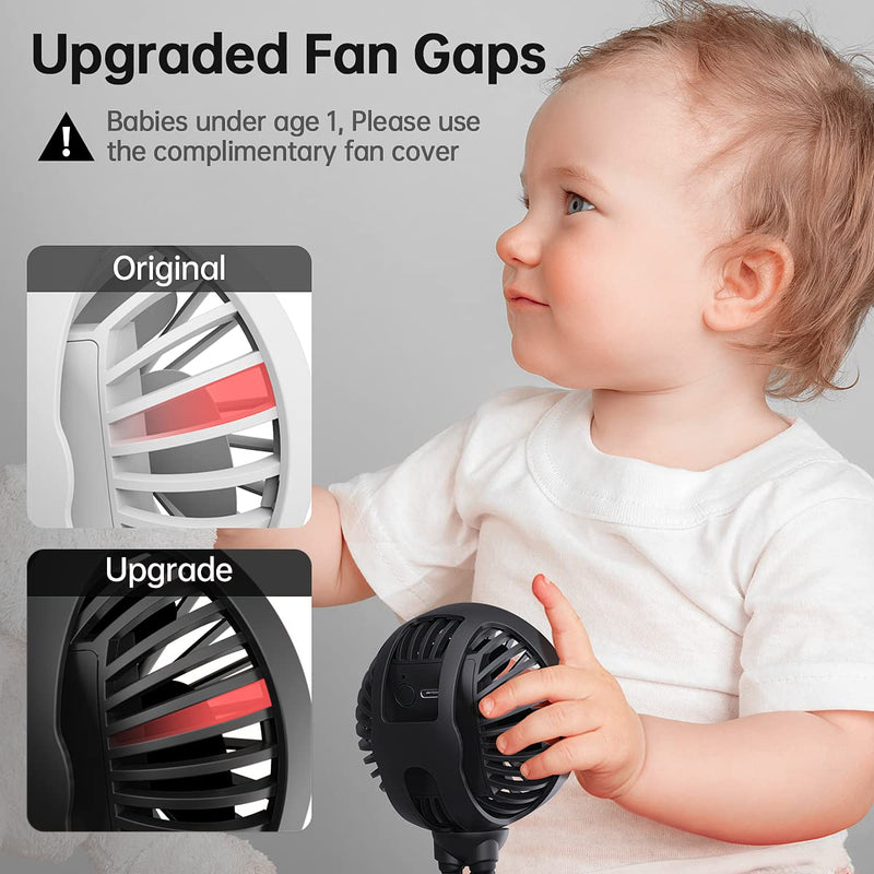 [Australia - AusPower] - GUSGU Mini Stroller Fan Clip-on for Baby, Small Portable Fan Rechargeable and Handheld, USB Cooling Fan with 3 Adjustable Speeds and Flexible Tripod for Travel, Car Seat, Camping, and Bedroom black 